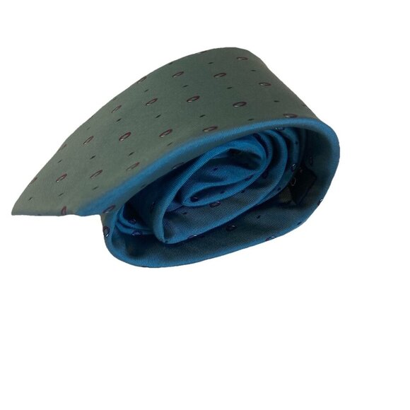 Christian Dior 1990's Vintage All Silk Paris New York Tie Green Geometric New - Picture 6 of 10